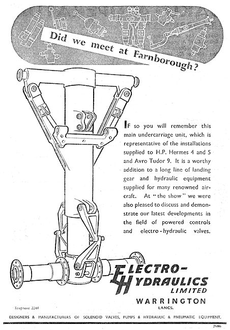 Electro Hydraulics Aircraft Undercarriages & Components          