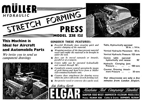 Elgar Machine Tools : Muller ZSE 125 Stretch Forming Press       