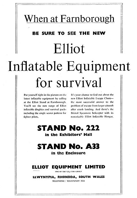 Elliot Inflatable Survival Equipment For Aircraft Use            