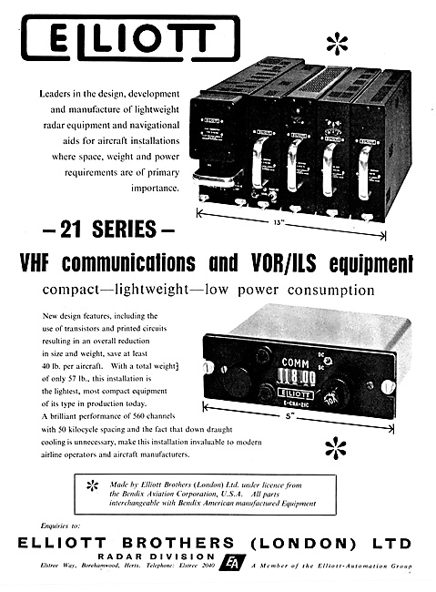 Elliottt Brothers. Elliott-Automation. Elliott 21 Series Avionics