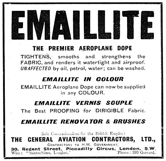 Emaillite Aeroplane Dope. General Aviation Contractors           