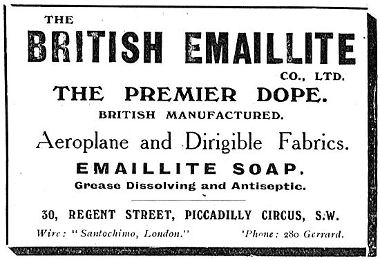 British Emaillite Dope & Fabrics For Aeroplanes & Airships       