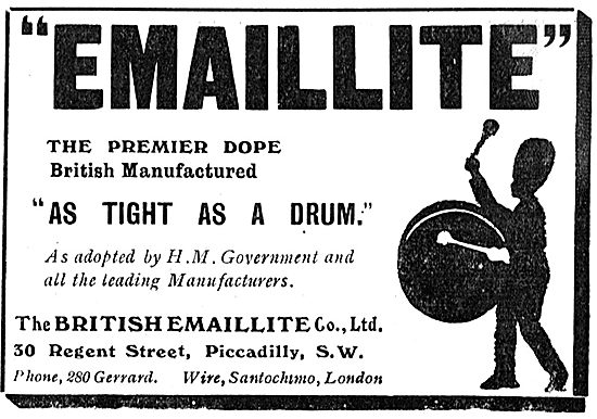 Emaillite Aircraft Dope Used By All Leading Manufacturers        