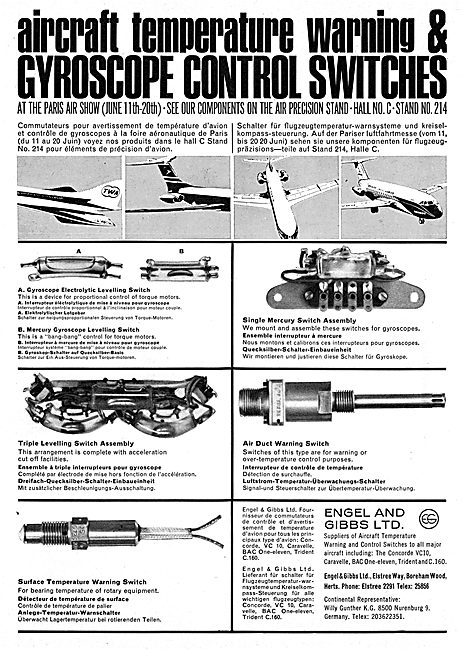 Engel & Gibbs Controls & Switches For Aircraft 1965              