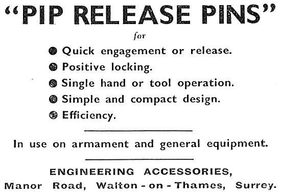 Engineering Accessories. Walton-On-Thames. Pip Release Pins      