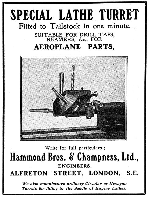 Hammond Bros & Champness Ltd - Special Lathe Turret  Attachment  