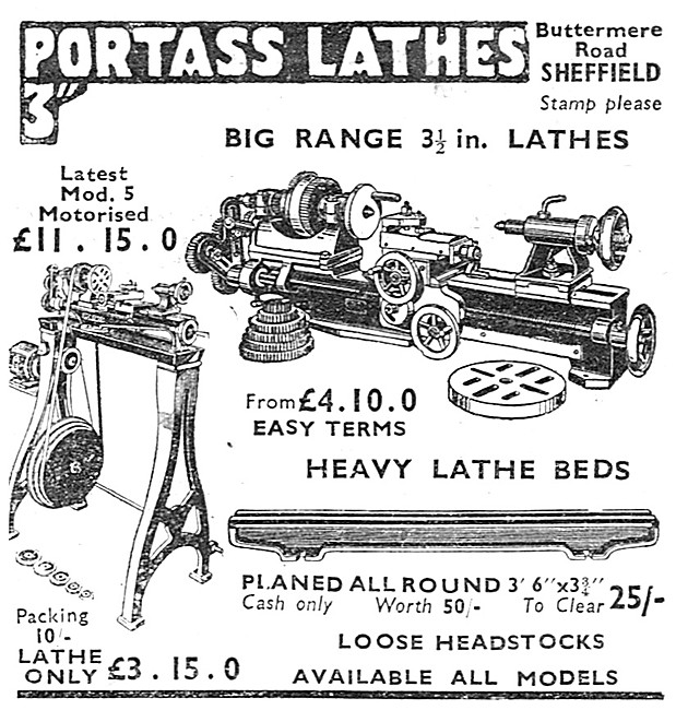 Portass Lathes. Buttermere Rd, Sheffield                         