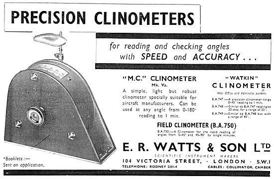 E.R.Watts Precision Clinometers - Watkin Clinometer              