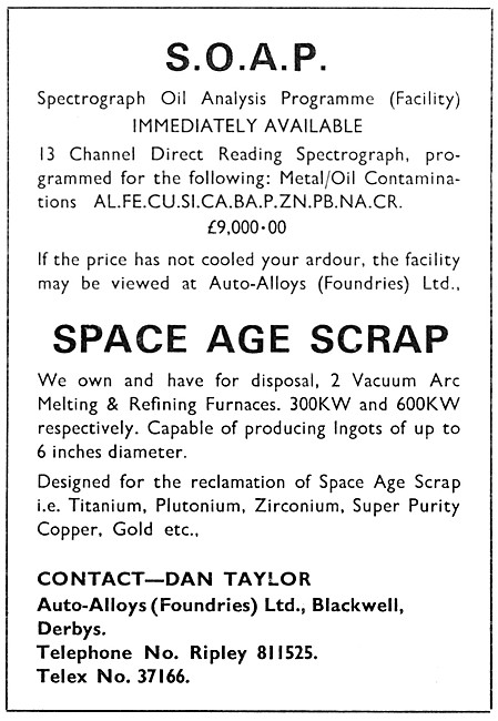  Auto-Alloys. Space Age Scrap Processing. & S.O.A.P Analysis     