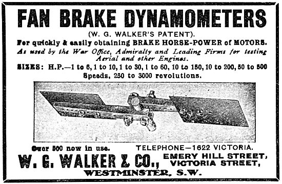 W.G.Walker. Fan Brake Dynamometer - 1916                         