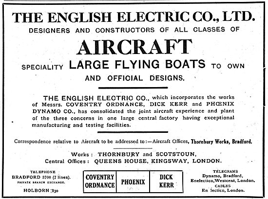 The English Electric Co. Designers & Constructors Of Flying Boats