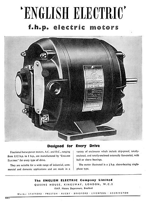 English Electric FHP Electric Motor                              