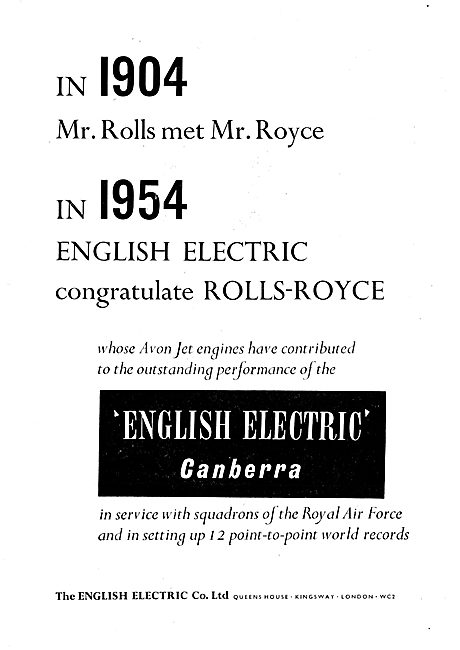 English Electric Congratulate Rolls-Royce                        