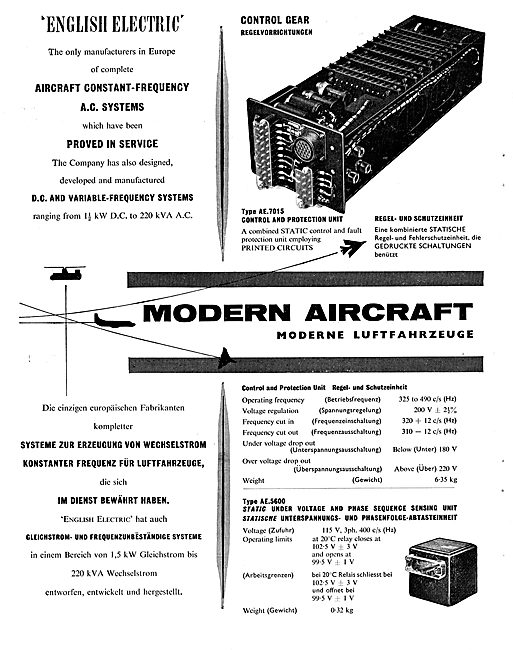 English Electric Range Of Aircraft Constant-Frequency AC Systems 