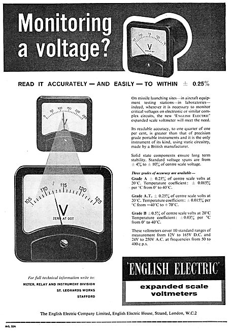 English Electric Expanded Scale Voltmeter                        