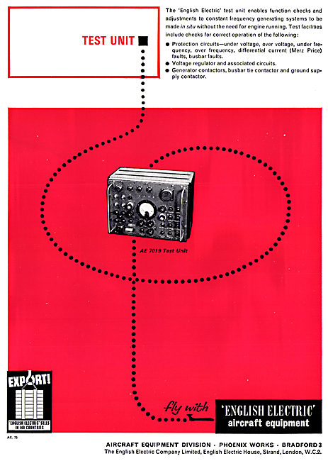 English Electric Aircraft Electrical Components - AE 7019 Test Un