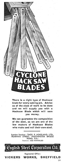 English Steel Corp:  Cyclops Hack Saw Blades                     