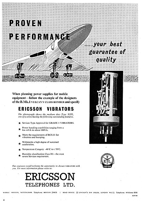 Ericsson Grade 1 Vibrators For Aircraft Electrical Power Systems 