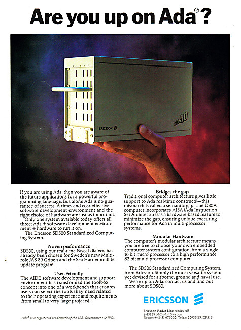 Ericsson SDS80 Standardized Computing System. ADA +              