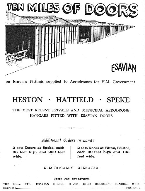 Esavian Doors & Aerodrome Fittings: Heston - Harfield - Speke    