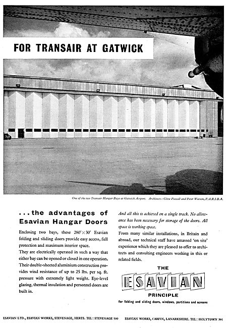 Esavian Hangar Doors - Transair Hangar Gatwick 1958              