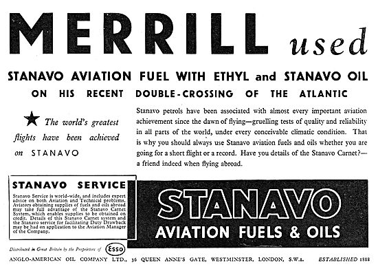 Esso Stanavo Aviation Fuel & Oil                                 