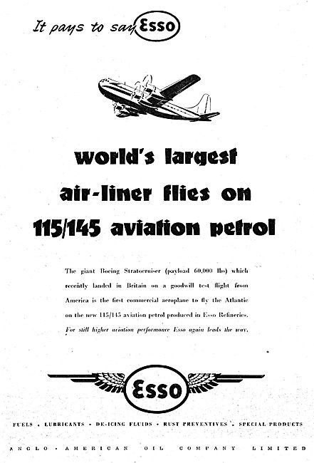 Esso Aviation Fuels, Lubricants & De-Icing Fluids  1949          