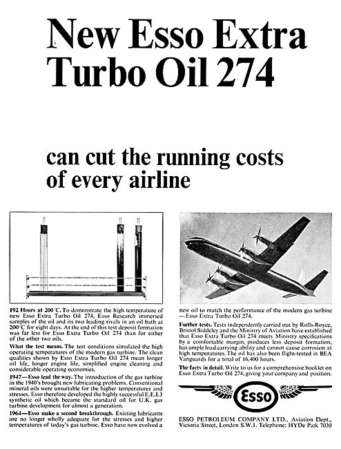 Esso Turbo Oil 274. 1965                                         