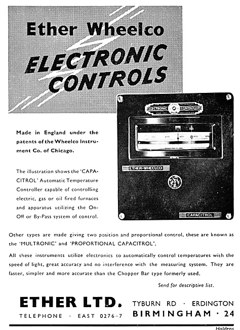 Ether Electronic Controls - CAPACITROL Temperature Controller    