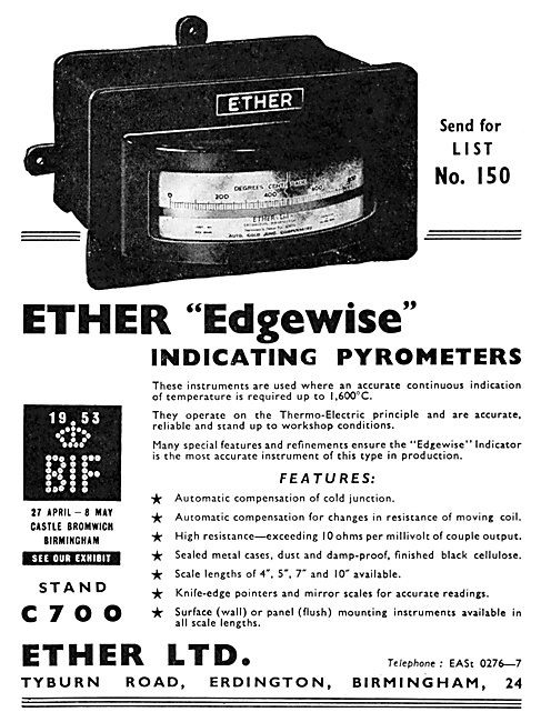 Ether Edgewise Indicating Pyrometers                             