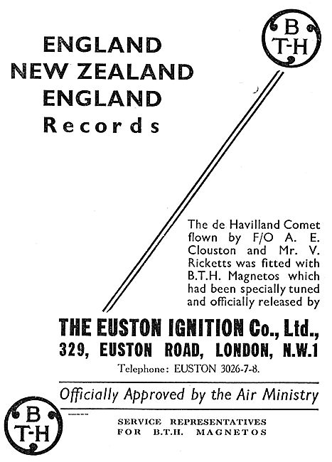 Clouston's Comet Used BTH Magnetos Tunde By Euston Ignition Co   