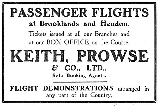 Keith Prowse & Co Ltd - Passenger Flight Arranged.At  Hendon     