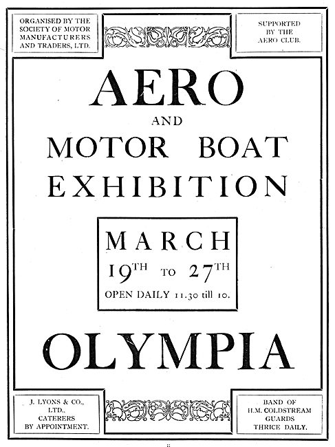 Aero & Motor Boat Exhibition. Olympia March 1909                 