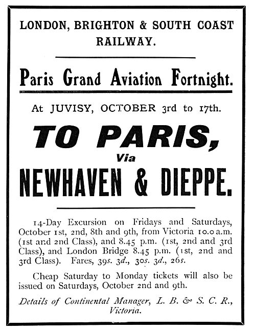 Paris Grand Aviation Fortnight. Juvisy 3rd -17th October 190 0   