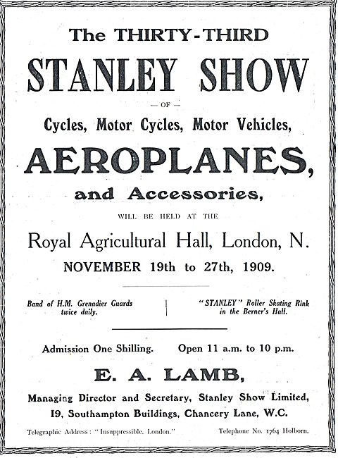 The Stanley Show Of Aeroplanes At The Royal Agricultural Hall    