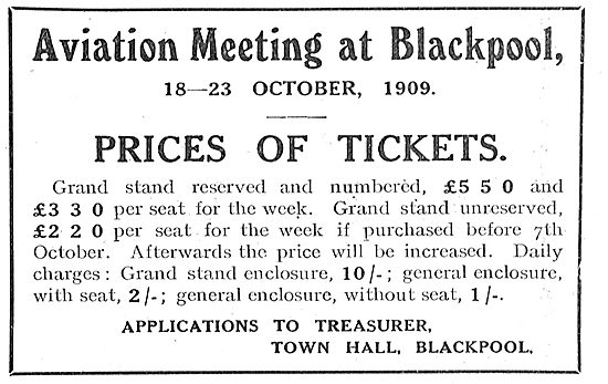 Aviation Meeting At Blackpool 18-23 October 1909                 