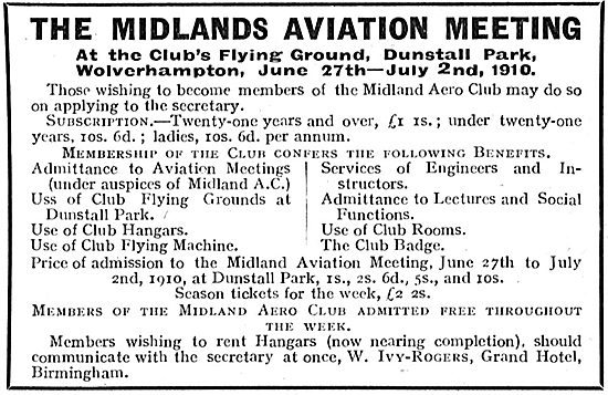 The Midlands Aviation Meeting Dunstall Park Wolverhampton        