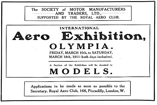 International Aero Exhibition Olympia March 10-18th 1911         