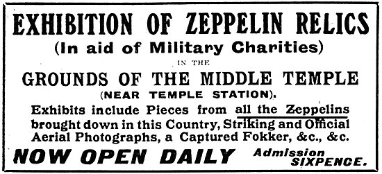 1917 Exhibition Of Zeppelin Relics - Middle Temple               
