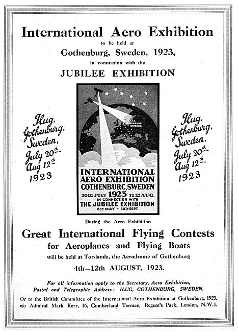 International Aero Exhibition. Gothenburg. July - August 1923    