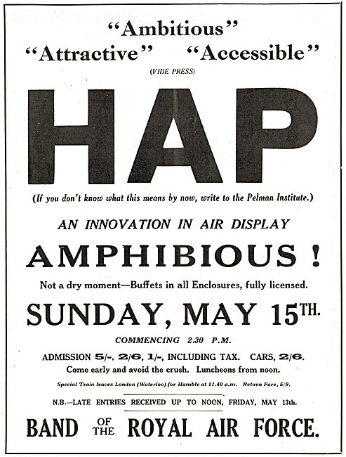 Hamble Air Pageant Sunday May 15th 1927                          