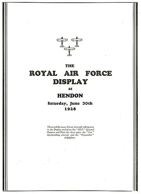 Royal Air Force Display - Hendon June 30th 1928                  