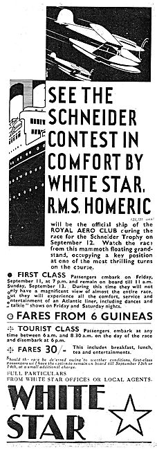 Travel To The Schneider Trophy On RMS Homeric With White Star    