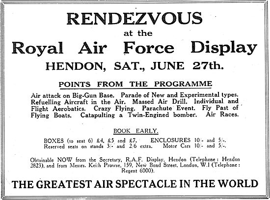 RAF Display Hendon June 27th 1931                                