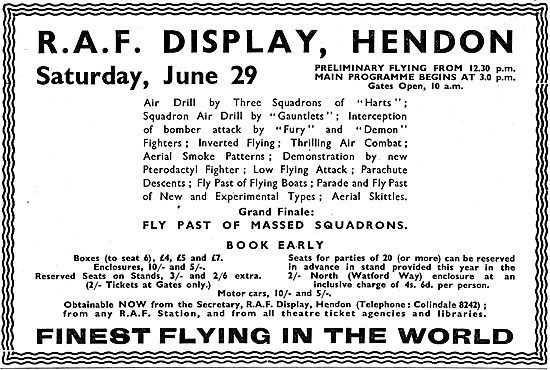 Royal Air Force Display Hendon: June 29th 1935                   