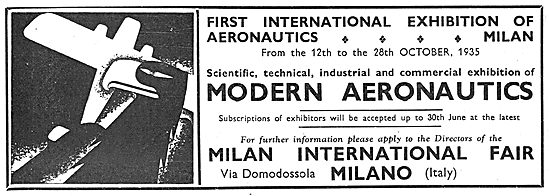 Milan International Fair 12th - 26th October 1935: Aeronautics   