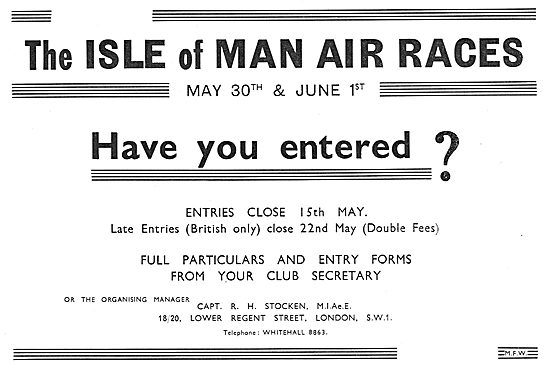 Isle Of Man Air Races - May 30th & June 1st 1936                 