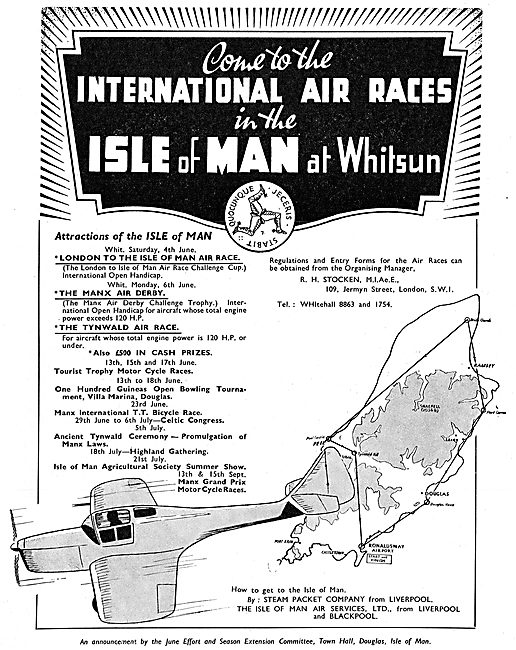 Isle Of Man Air Races - Whitsun 1938                             