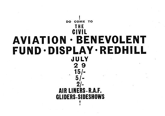 Aviation Benevolent Fund Air Display Redhill : July 29th 1939    