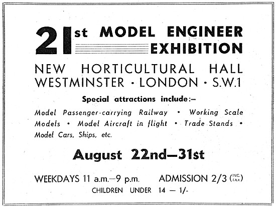 21st Model Engineer Exhibition Aug22 - 31st 1946 Westminster     